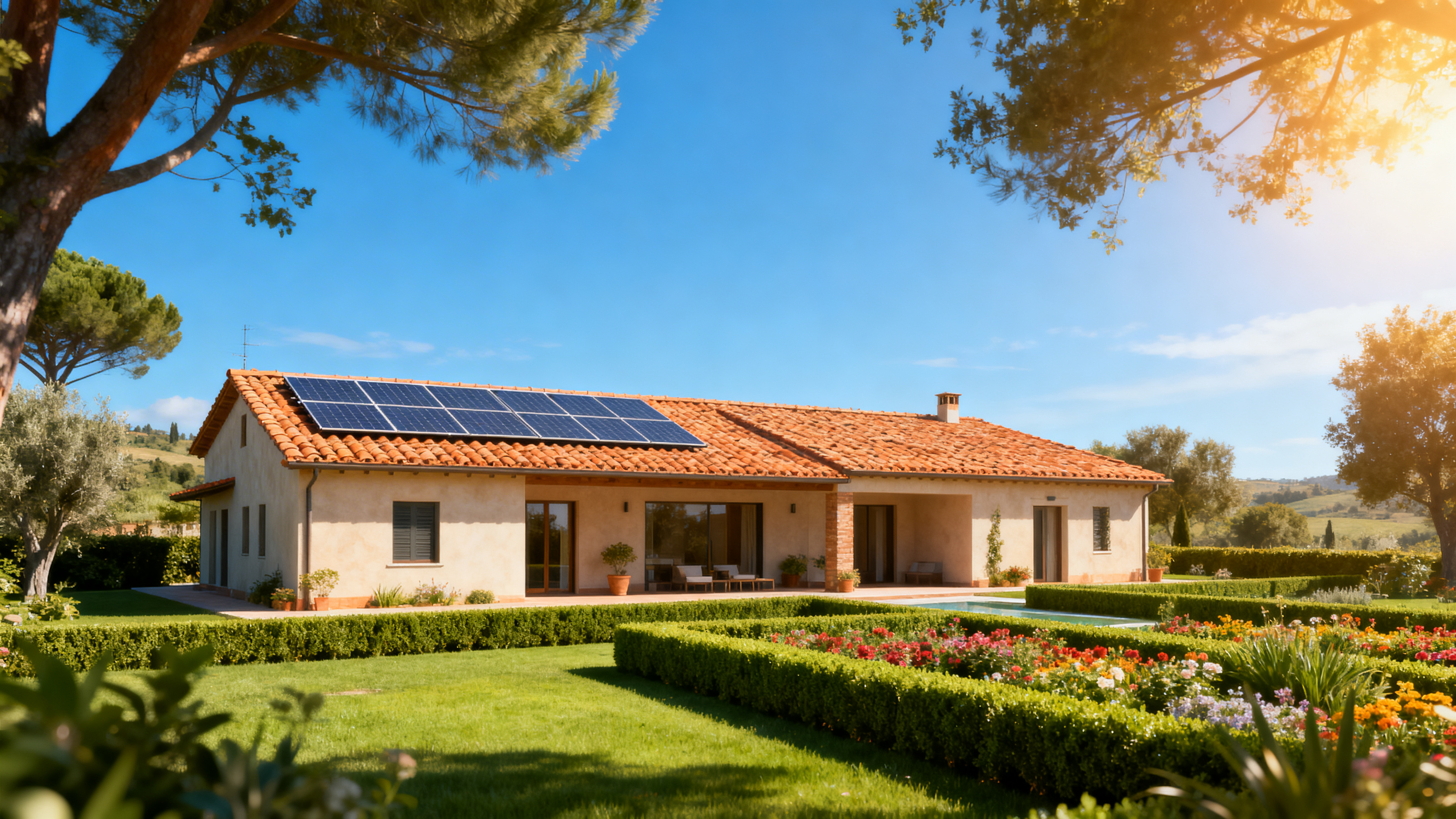 Casa moderna con pannelli solari